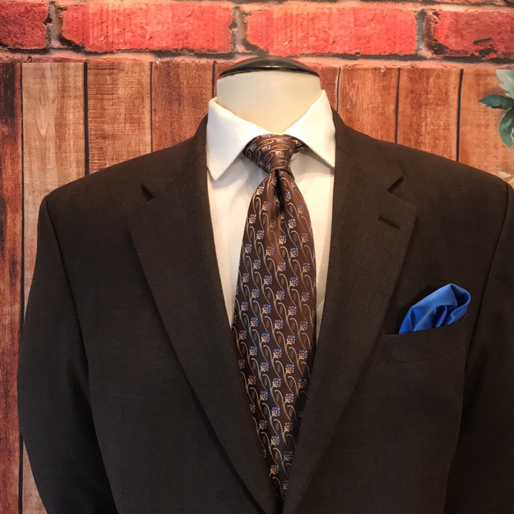 Ralph Lauren Brown Blazer with Blue Pocket Square